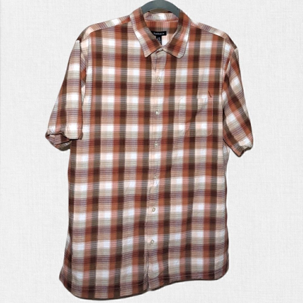 Van Heusen Short Sleeve Plaid Button Up